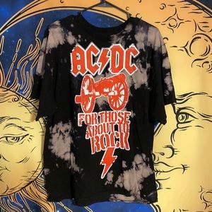 Ac/dc tie-dye bleach T-shirt unisex